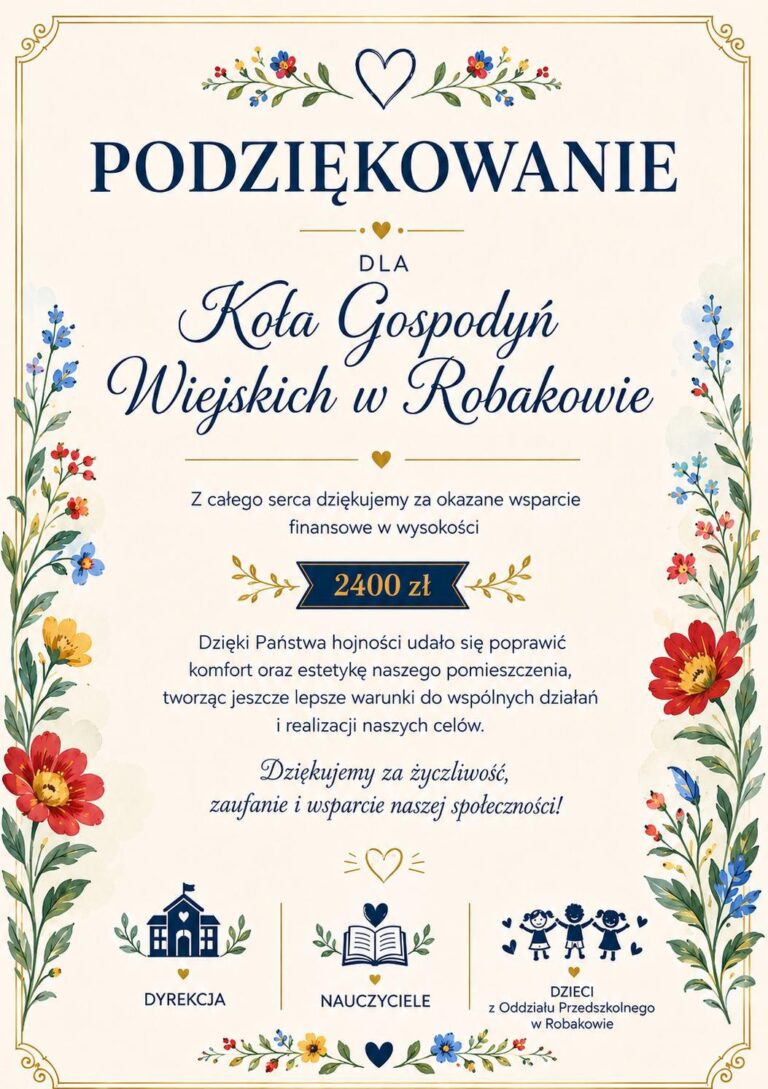 2026.06.19 – Podziękowanie dla Koła Gospodyń Wiejskich w Robakowie